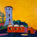 Acryl schilderij, Maya Wildevuur, Isla di Giglio, 2001